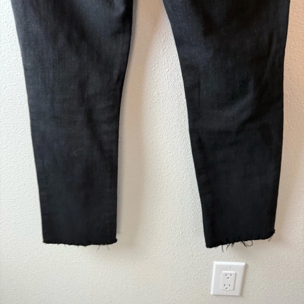 MOTHER Denim The Rascal Ankle Fray Straight Leg Jeans Pitch Black Women’s 28 - Picture 11 of 15